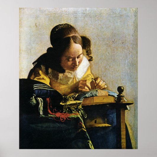 Johannes Vermeer's The Lacemaker (ongeveer 1670) Poster (Voorkant)