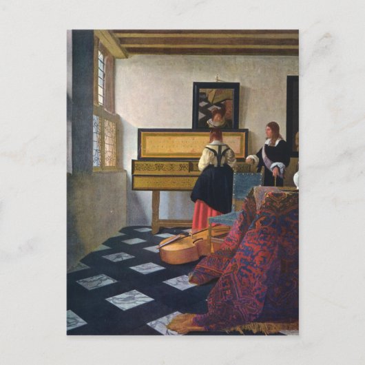 Johannes Vermeer's The Music Lesson (circa 1663) Briefkaart (Voorkant)
