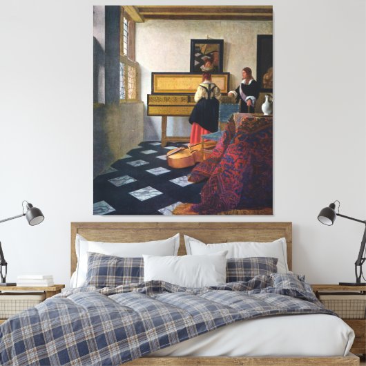 Johannes Vermeer's The Music Lesson (circa 1663) Canvas Afdruk (Insitu (Slaapkamer))