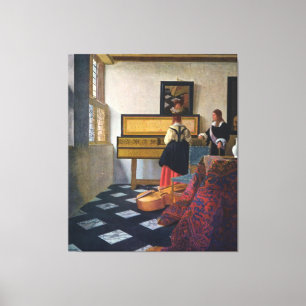 Johannes Vermeer's The Music Lesson (circa 1663) Canvas Afdruk