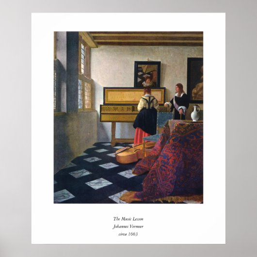 Johannes Vermeer's The Music Lesson (circa 1663) Poster (Voorkant)