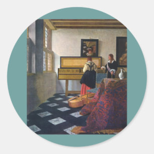 Johannes Vermeer's The Music Lesson (circa 1663) Ronde Sticker