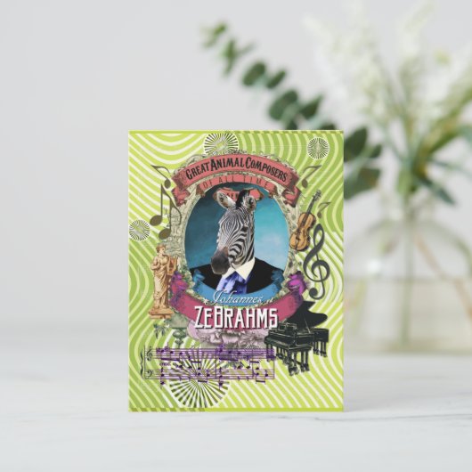 Johannes Zebrahms Zebra Animal Composer Brahms Briefkaart (Staand voorkant)