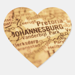 JOHANNESBURG kaart Hart Sticker
