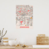 Johannesburg - Kaart van de stad Chalk in Zuid-Afr Poster (Keuken)