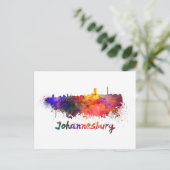 Johannesburg skyline in watercolor briefkaart (Staand voorkant)