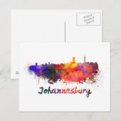 Johannesburg skyline in watercolor briefkaart (Voorkant / Achterkant)