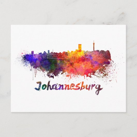 Johannesburg skyline in watercolor briefkaart (Voorkant)