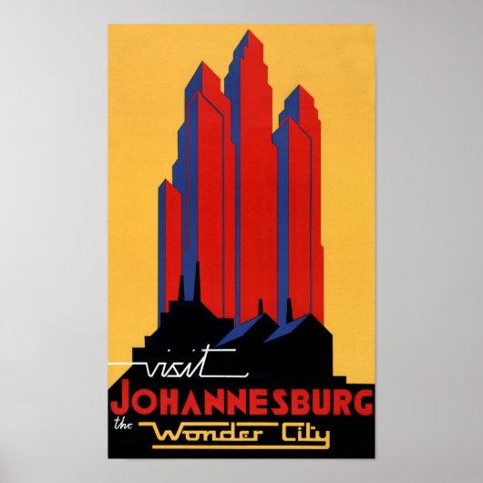 Johannesburg Vintage Travel Poster teruggezet (Voorkant)