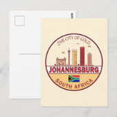 Johannesburg Zuid-Afrika City Skyline Embleem Briefkaart (Voorkant / Achterkant)