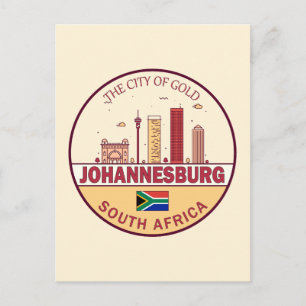 Johannesburg Zuid-Afrika City Skyline Embleem Briefkaart