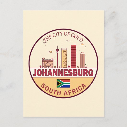Johannesburg Zuid-Afrika City Skyline Embleem Briefkaart (Voorkant)