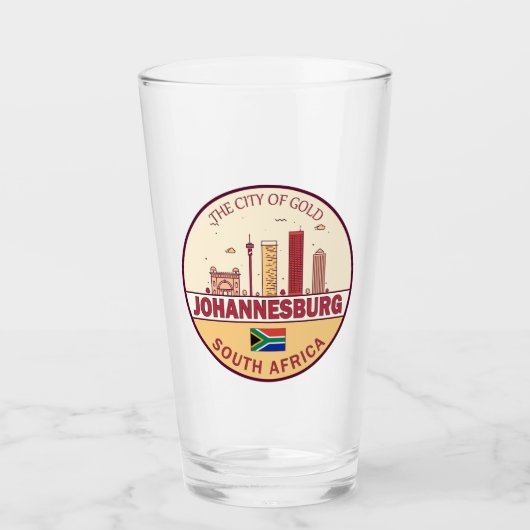 Johannesburg Zuid-Afrika City Skyline Embleem Glas (Voorkant)