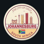 Johannesburg Zuid-Afrika City Skyline Embleem Magneet<br><div class="desc">Johannesburg minimalistisch,  kleurrijk kunstontwerp met monumenten en bezienswaardigheden van de stad in Zuid-Afrika.</div>