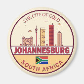 Johannesburg Zuid-Afrika City Skyline Embleem Magneet (Voorkant)