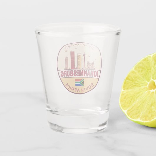 Johannesburg Zuid-Afrika City Skyline Embleem Shot Glas (Achterkant)