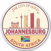 Johannesburg Zuid-Afrika City Skyline Embleem Sticker (Voorkant)