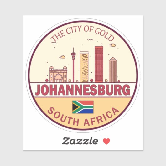 Johannesburg Zuid-Afrika City Skyline Embleem Sticker (Vel)