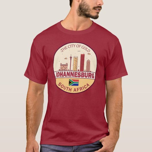 Johannesburg Zuid-Afrika City Skyline Embleem T-shirt (Voorkant)