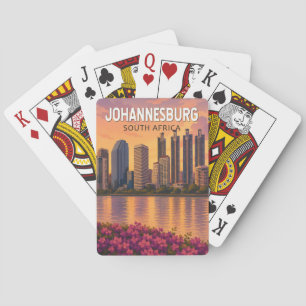Johannesburg Zuid-Afrika Illustratie Reis Kunst Pokerkaarten
