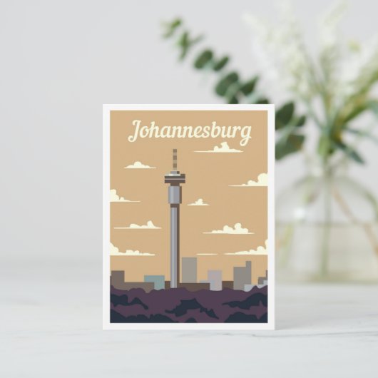 Johannesburg Zuid-Afrika Kunst Reizen Illustratie Briefkaart (Staand voorkant)