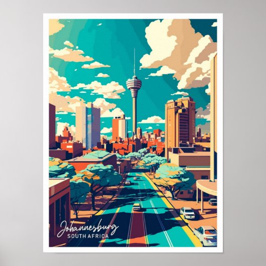 Johannesburg Zuid-Afrika reisillustratie Poster (Voorkant)