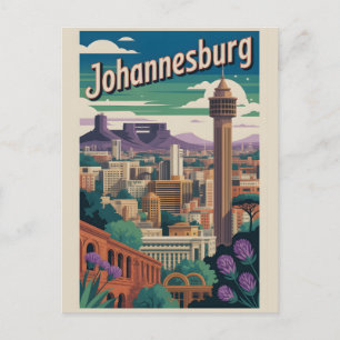 Johannesburg Zuid-Afrika Retro Reisposter Briefkaart