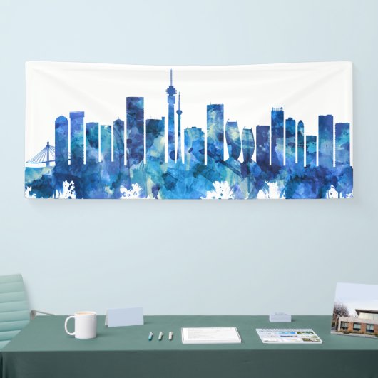 Johannesburg Zuid-Afrika Skyline Blue Spandoek (Beurs)