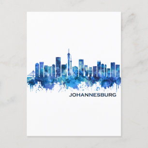 Johannesburg Zuid-Afrika Skyline Blue Uitnodiging Briefkaart
