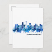 Johannesburg Zuid-Afrika Skyline Blue Uitnodiging Briefkaart (Voorkant / Achterkant)