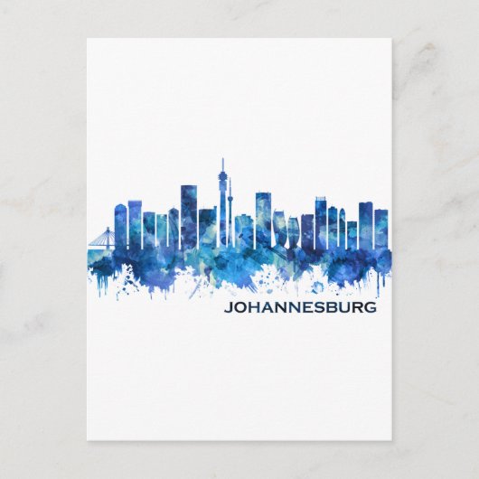 Johannesburg Zuid-Afrika Skyline Blue Uitnodiging Briefkaart (Voorkant)