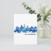 Johannesburg Zuid-Afrika Skyline Blue Uitnodiging Briefkaart (Staand voorkant)