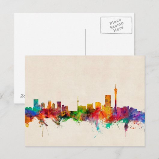 Johannesburg Zuid-Afrika Skyline Briefkaart (Voorkant / Achterkant)