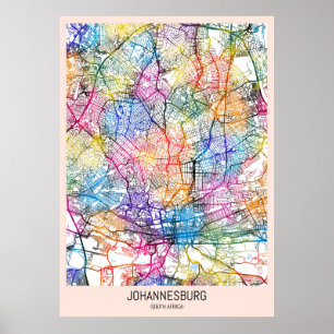 Johannesburg Zuid-Afrika Stadsplattegrond Poster