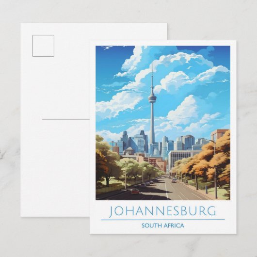Johannesburg Zuid-Afrika Vintage Travel Briefkaart (Voorkant / Achterkant)