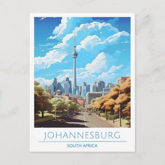 Johannesburg Zuid-Afrika Vintage Travel Briefkaart (Voorkant)