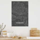 Johannesburg, Zuid-Afrika (wit op zwart) Poster (Keuken)