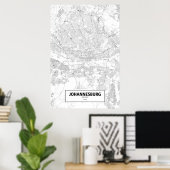 Johannesburg, Zuid-Afrika (zwart op wit) Poster (Thuiskantoor)