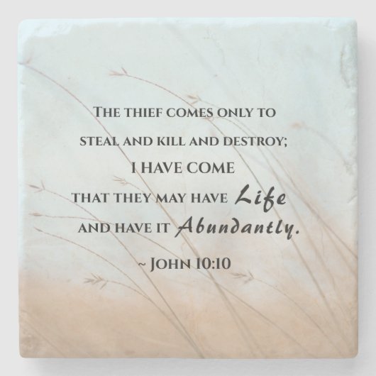 John 10:10 Ik ben gekomen dat ze misschien leven h Stenen Onderzetter (Voorkant)