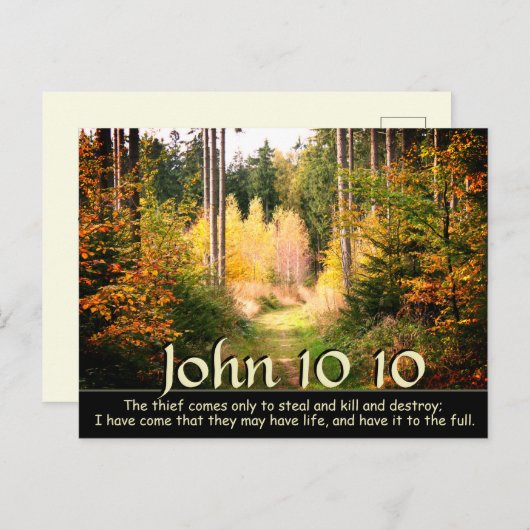 John 10 10 Ik kwam dat je het leven volledig hebt Briefkaart (Voorkant / Achterkant)