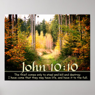 John 10:10 Manuscript, Autumn de Weg van het Bos. Poster