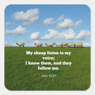 John 10:27, scripture verse vierkante sticker