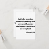 John 10:28 KJV Bijbel Vast Wenskaart Kaart (Voorkant / Achterkant in situ)