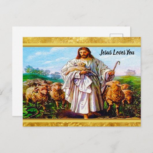John 10:7-21 Ik ben de Good Shepherd Briefkaart (Voorkant / Achterkant)