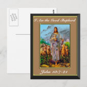John 10:7-21 Ik ben het Goede Shepherd Brown Lijst Briefkaart (Voorkant / Achterkant)