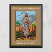John 10:7-21 Ik ben het Goede Shepherd Brown Lijst Briefkaart (Voorkant)