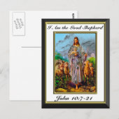 John 10:7-21 Ik ben het Witte Lijst van de Goede S Briefkaart (Voorkant / Achterkant)