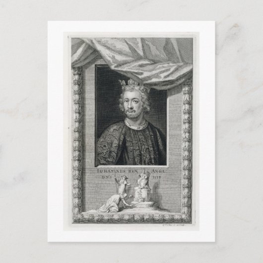 John (1167-1216) King of England from 1199, engrav Briefkaart (Voorkant)