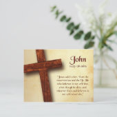 John 11 25-26 Bijbelcitaat Briefkaart (Staand voorkant)