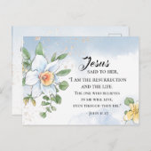 John 11:25 Bijbelverse lentevloeren Pasen Briefkaart (Voorkant / Achterkant)